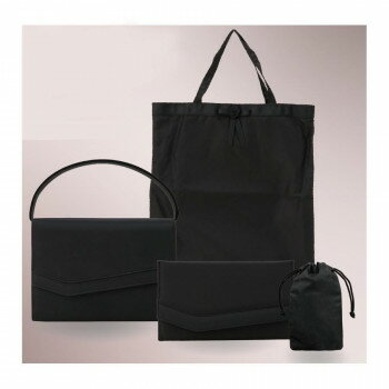 優美社 8002-00 フォーマルバッグ4点セット(袱紗・サブバッグ・巾着付) ブラック