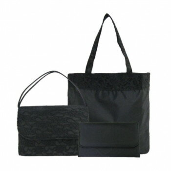 優美社 8001-00 3点セット・袱紗(ふくさ)付き ブラックフォーマルバッグ ブラック