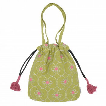 巾着ショルダーちょっとしたお出かけにぴったりな巾着ショルダーです。サイズ29×29×3cm個装サイズ：30.9×29.6×3.2cm重量個装重量：160g素材・材質本体:綿100%刺繍糸:ポリエステル60%、アクリル40%裏地:綿100%仕様クルーエル刺?生産国インドfk094igrjs