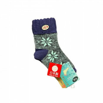 2重ソックス 裏綿2重編 雪柄 22-25cm ネイビー(1) 008363421