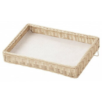 おすすめ傾斜がつけられるラタントレイ。タテ・ヨコ陳列用脚が各1本付属しており、トレイ裏側の穴に脚を差し込むことで傾斜をつけて陳列できます。国産綿麻ナプキン(ベージュ)付き。サイズW30×D20×H5(7)cm個装サイズ：30.0×20.0×...