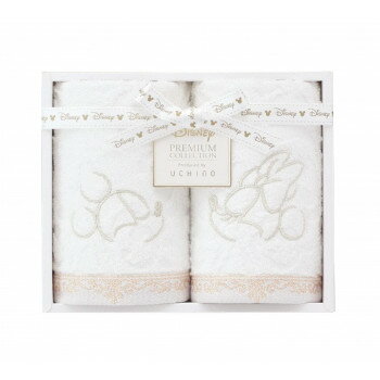 ディズニー　プレミアム ウォッシュタオル2枚セット ホワイト WG20876 2092-043