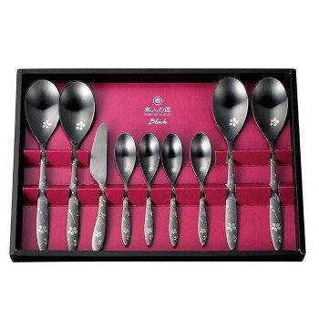 燕人の匠 ブラック 桜吟・カトラリー 9pcs ECTB-1501