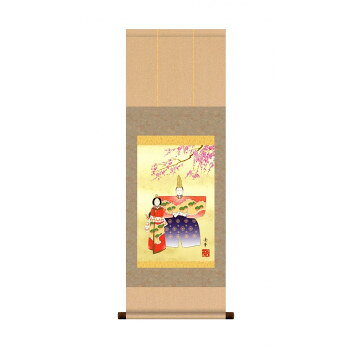 野川 秀華 桃の節句(雛祭り)掛軸 「立雛」 化粧箱入り F6-210
