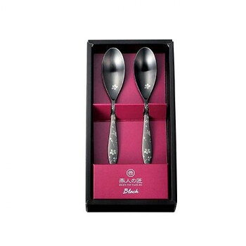 燕人の匠 ブラック 桜吟・カトラリー 2pcs ECTB-301