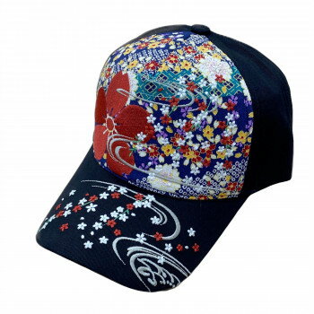大西賢製販 Ripple 刺繍綿キャップ 流水桜 黒 H27-SC14