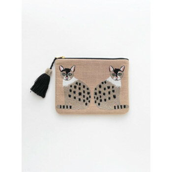 東京かんかん ツインキャット刺繍ポーチ M26-1957BE