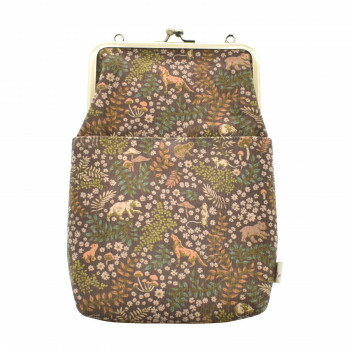 Ripple×LIBERTY がま口2WAY ショルダーバッグ 森と動物 ブラウン GA29-LI002