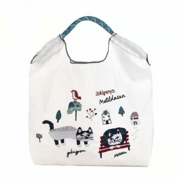 Tote Bag Type - クスグルジャパン 撥水加工 刺繍ワッシャーバッグ Mサイズ マチルダさん柄 オフホワイト 24-7150