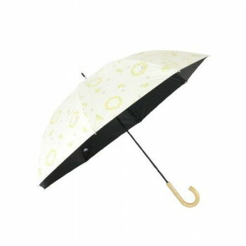 三国 グラスファイバー骨 裏黒コーティング晴雨兼用長傘 ミモザリース オフ白 S1517701