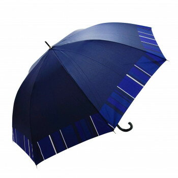 藤田屋 耐風紳士長傘 70cm リブストライプ ネイビー GB70-2421(SH)