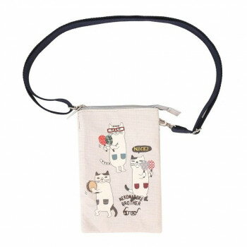 クスグルジャパン ネコまるけ ミニサコッシュ グレー 25-8006