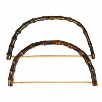 イナズマ(INAZUMA) 竹バッグ持ち手BB-7 焼き焦茶 横-約27cm2本手