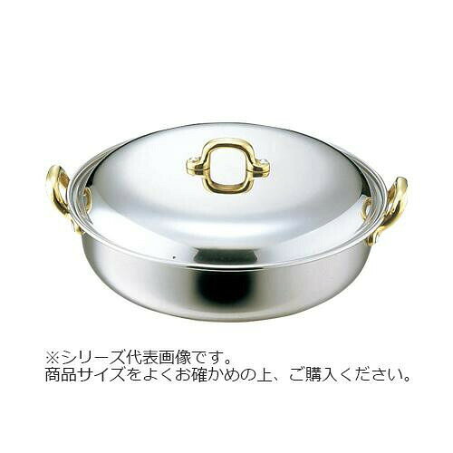 ステンレス製のチリ鍋。鍋料理などに使用できます。サイズ内径300、高さ73mm個装サイズ：8.0×31.0×31.0cm重量個装重量：710g素材・材質本体:SUS430把手:黄銅鋳物仕様容量:4.3LIH対応生産国日本ステンレス製のチリ鍋。鍋料理などに使用できます。fk094igrjs
