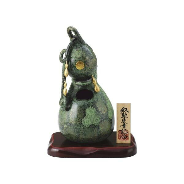 高岡銅器　勲章記念品仕様　六瓢花器　(菊紋・敷板・木札付) 178-04