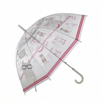 Umbrella - クスグルジャパン クスグルアンブレラ 透明ビニール傘 ネコまるけ柄 アカ 22-4037