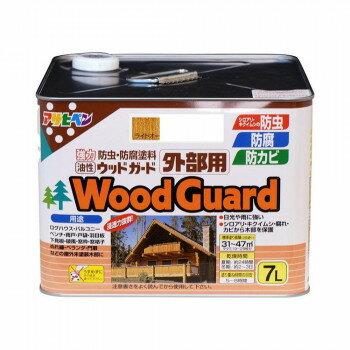 アサヒペン 木部塗料 油性ウッドガード外部用 7L ライトオーク 02 ツヤ消し 防カビ 防虫防腐