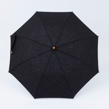 志成販売 葉模様のジャカード生地で作った折り畳み日傘 ブラック F161320BK