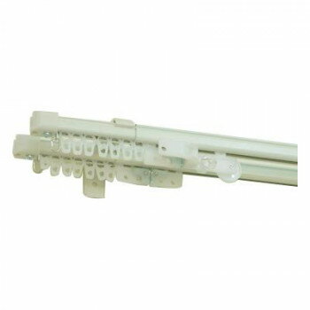 Curtain Rails - 伸縮カーテンレール クロスライド 4mダブル(2.1-4.0m) ホワイトウッド