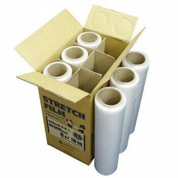 業務用梱包用ラップ STRETCH FILM 薄強 STR-500-08 透明 6本