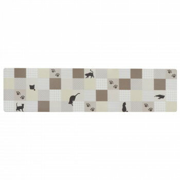 カキウチ キャットシェイプ PVC キッチンマット ベージュ 45×180cm
