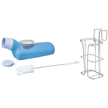 尿器と尿器受けをひとつにセット尿器と尿器受けをひとつにセット。目隠しできる専用カバーでヒヤッと防止。サイズ尿器:幅11×長さ32×高さ14cm、尿器受け:幅14×長さ14×高さ26cm個装サイズ：34.4×14.4×12.9cm重量尿器:約150g、尿器受け:約230g個装重量：621g素材・材質尿器本体:PVC、受尿口:EVA、キャップ:ポリプロピレン、尿器受け:ステンレス仕様容量/尿器:1200mL生産国日本fk094igrjs