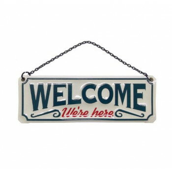 ティンWELCOMEサイン レクタングル アイボリー DE051864