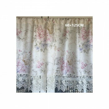 ゾエ カフェカーテン バラ柄ジャガード織×バラ柄プリント 60×125cm 539-63