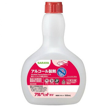 ノンエンベロープウイルスにも作用するアルコール製剤エタノールをベースとし、pHを弱酸性にすることで幅広い細菌・ウイルスにも効果を発揮します。消防法における危険物の規制を受けません。スプレー付きの本体(別売り)をご使用後、スプレーを付け替えるだけで簡単にご利用いただけます。面倒な詰替え作業は不要です。※スプレー部分は付属しておりません。スプレー付商品の交換用としてお使いください。※用途以外には使用しないでください。※飲んだり、人体に直接使用しないでください。※火気、高温の物に近づけないでください。※この製品を使用するときに、飲食または喫煙をしないでください。※屋外または換気の良い場所で作業し、ミスト・蒸気・スプレーの吸入を避けてください。※作業時は状況に応じて、保護マスク、保護メガネおよび保護手袋を着用してください。※取扱い後は、目および手をよく洗ってください。※スプレーで使用する場合、肩より上で使用しないでください。※詰替える場合、清浄で乾燥した専用のプラスチック容器にその商品名、使用方法、注意事項を明記して使用してください。※キャップを開けるとき液が飛び出す恐れがあります。また容器を移動するときはキャップをしっかり閉めてください。緩んでいると、液が飛び跳ねて目や皮ふにつく恐れがあります。※使用後の容器は洗浄処理してください。※内容物や容器は、国や各自治体の規則に従って廃棄してください。※初期消火の場合、大量の水または消火器で消火してください。※噴霧箇所の材質により変色・変質する場合があるため、目立たない箇所で試してから使用してください。※すべての菌やウイルスを除去するわけではありません。※子どもや認知症の方の誤飲などを防ぐため、置き場所に注意してください。※保管時は容器の口(キャップ)をしっかり閉め、容器を密閉して換気の良いところで保管してください。※直射日光の当たらない冷暗所に保管してください。※倒れたり、こぼれたりすることのないような場所に保管してください。【食品への添加物表示事項】噴霧などにより食品表面に使用した場合、食品への添加物の表示は不要。練りこんだり浸漬した場合、アルコールまたは酒精と表示。サイズH178×W116×D70mm個装サイズ：7×12×18cm重量個装重量：523g仕様内容量:500ml成分:エタノール、グリセリン脂肪酸エステル、クエン酸、クエン酸ナトリウム、グリセリン、水火気注意生産国日本fk094igrjs