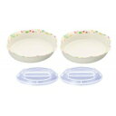 シンカ(信濃化学工業) ユニバーサルデザイン食器 19cm 深皿「水玉」×2枚(蓋付) 953-MI