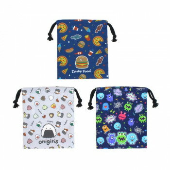 巾着S3枚セット おにぎり/フード/モンスター 132694