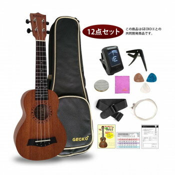 GECKO(ゲッコー)×アーバン通商 ウクレレ(充実の12点セット) 21インチ ソプラノ U21M NA