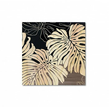 ウッド スカルプチャー アート「ワイルド モンステラS」 BK+NP SA-08552