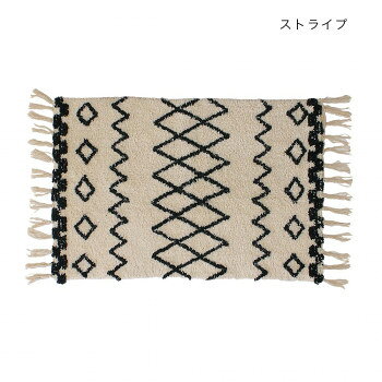 おすすめモロッコの先住民の方たちの絨毯をイメージしたシンプルデザインのマット!世界の織物やファブリックの柄をモチーフにした表現豊かなラグ。さっと敷けばお部屋に異国のエッセンスが加わって、旅する気分になれるようなマットです。サイズ約75×50cm個装サイズ：1×50×50cm重量個装重量：400g素材・材質綿80%、ポリエステル20%生産国インドfk094igrjs