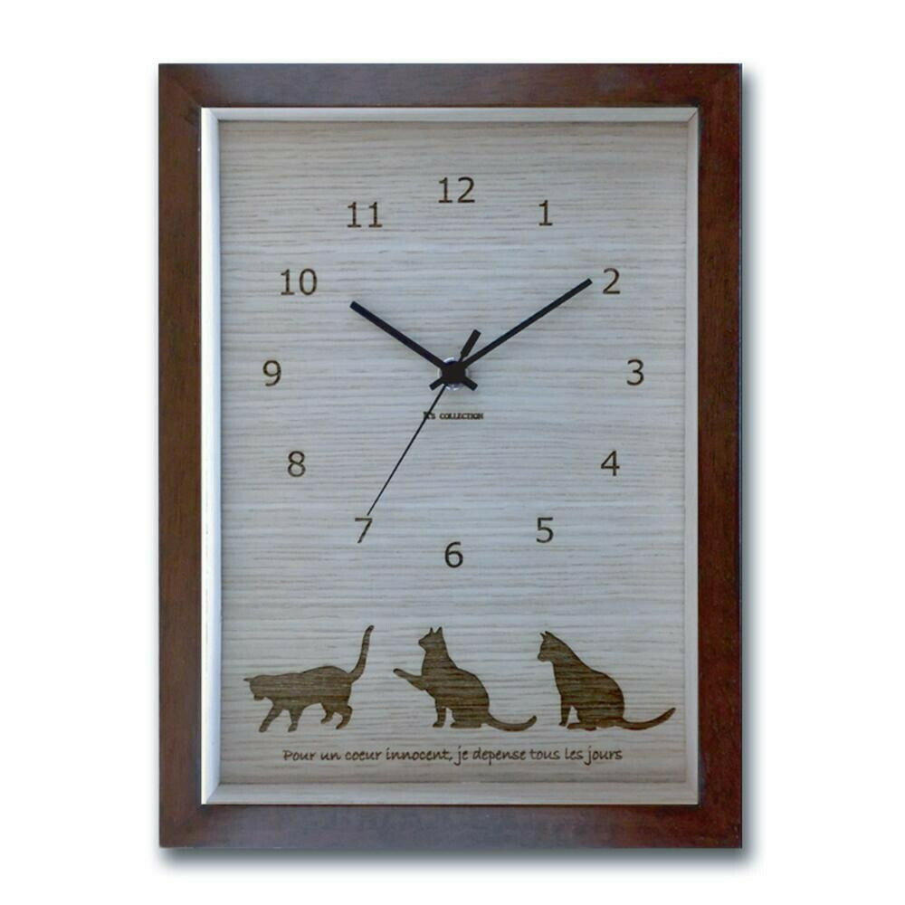K-Art.Japan 壁掛け時計 DECLOCK interior Cat ブラウン DC-1502