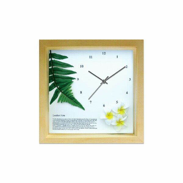 K-Art.Japan 壁掛け時計 DECLOCK Asian レザーファーン/プルメリア(YE) ナチュラル DC-1208