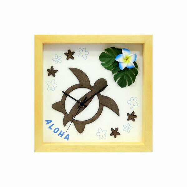 K-Art.Japan 壁掛け時計 DECLOCK Hawaiian Honu Flower(BL) ナチュラル DC-1809