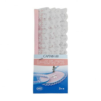 Rakuten - CAPTAIN88 キャプテン ふちどり レース バイアステープ 24mm×2m巻 221 薄ピンク系 CP51 48個セット