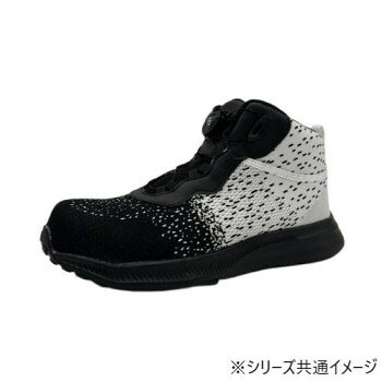 おすすめダイヤルをカチカチ回して締めたり緩めたり調節もラクラク。先芯に樹脂を採用し、軽量かつ安全面でも実力を発揮するミッドカットスニーカーです。アッパーにニット素材を採用し、通気性も良く嫌な足のムレも抑えられます。軽作業や物流倉庫の方に最適な1足です。　※ダイヤルの交換は出来ませんのでご了承くださいサイズ25.5cm個装サイズ：24.4×20.3×11.7cm重量約320g個装重量：810g素材・材質アッパー:ニット素材底:EVA+合成ゴム先芯:樹脂仕様3E生産国中国fk094igrjs