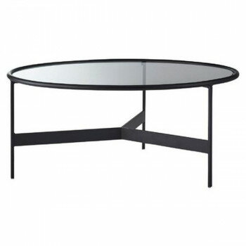 東谷 ラウンドガラステーブル LL ブラック HIT-242