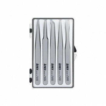 Tweezers - アネックス(ANEX) プラスチックピンセット 5本組 120mm (先細・先丸・先曲・先平細・先丸平) 230-5S