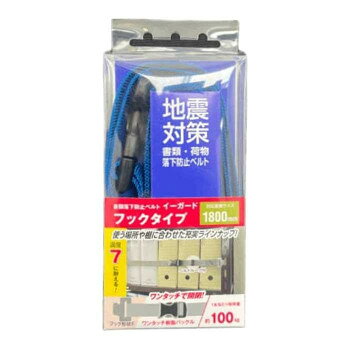 フックタイプの落下防止ベルト。落下防止ベルトのフックタイプ。軽中量ラックのLアングル(S・Mサイズ)、Cチャンネル(S・Mサイズ)の長穴に引っ掛けて設置。フック形状F型のワンタッチ樹脂バックルタイプ。サイズ1800×40×10mm個装サイズ：4×8×17cm重量95g個装重量：105g素材・材質ワンタッチバックル:樹脂、ベルト:ポリプロピレン生産国日本fk094igrjs