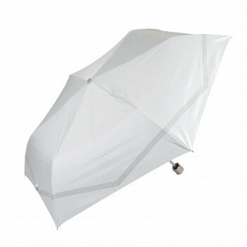 藤田屋 晴雨兼用折りたたみ傘 50cm 晴雨兼用丸手元 ボーダーリボン ホワイト SM-2551(KT)