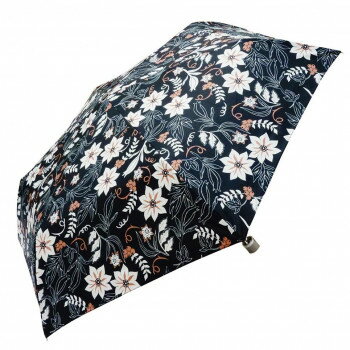 Umbrella - 藤田屋 婦人折りたたみ傘 クレマチスガーデン ブラック M55-1903