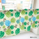 カフェカーテン モンステラとウミガメ 800×450mm 黄緑・41416(3)