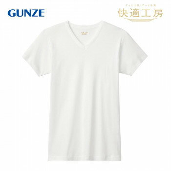 グンゼ インナー 快適工房 半袖 V首 ホワイト LL KQ5015