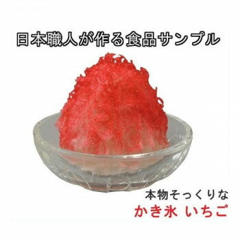 本物そっくりのかき氷。いちごのシロップがたっぷりかかった涼しげなかき氷のサンプルです。サイズΦ150×110mm個装サイズ：22×18×11cm重量400g個装重量：420g素材・材質食品サンプル:塩化ビニールお皿:アクリル生産国日本fk094igrjs