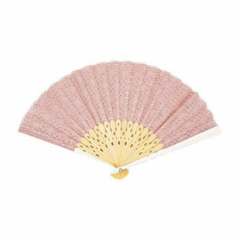 大西賢製販 Ripple レディース刺繍扇子 21cm・扇子袋セット コットンレース PK SGF32-A02