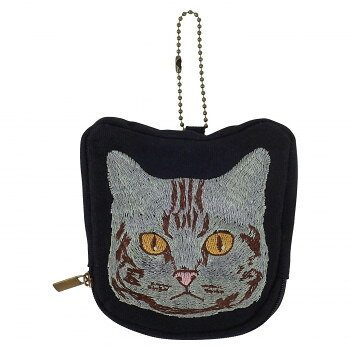 ねこ刺繍ポーチ BK F208008-15