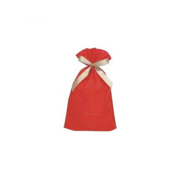 リボン付ギフトバッグ ピンストライプ（レッド） 中 4015 10枚